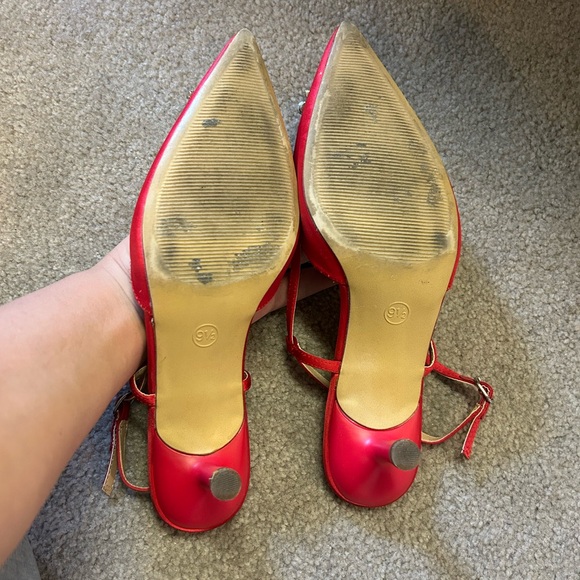 a new day Red Pointed-Toe Slingback Heels with Crystal Buckles - Picture 2 of 3